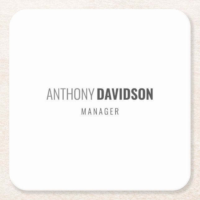 Modern Minimalist Elegant Professional Square Paper Coaster (Front)
