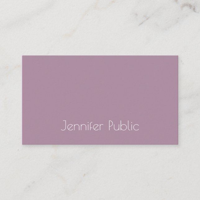 Modern Minimalist Elegant Purple Template Elite Business Card (Front)