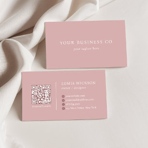Modern Minimalist Elegant Rose QR Code Business Card