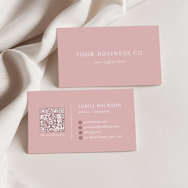 Modern Minimalist Elegant Rose QR Code Business Card (Creator Uploaded)