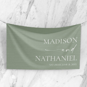 Modern Minimalist Elegant Sage Green Wedding Banner