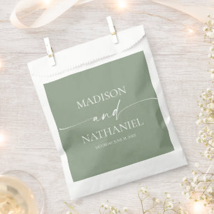 Modern Minimalist Elegant Sage Green Wedding Favour Bags