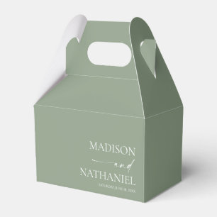 Modern Minimalist Elegant Sage Green Wedding Favour Box