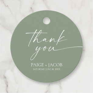 Modern Minimalist Elegant Sage Green Wedding Favour Tags