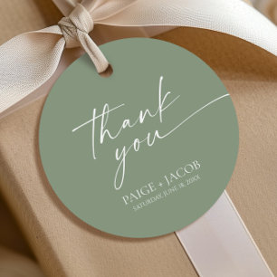 Modern Minimalist Elegant Sage Green Wedding Favour Tags