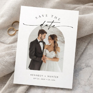 Modern Minimalist Elegant Script Arch Photo Save The Date