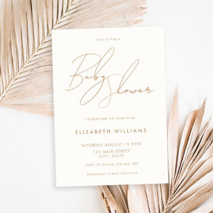 Modern Minimalist Elegant Script Baby Shower Invitation