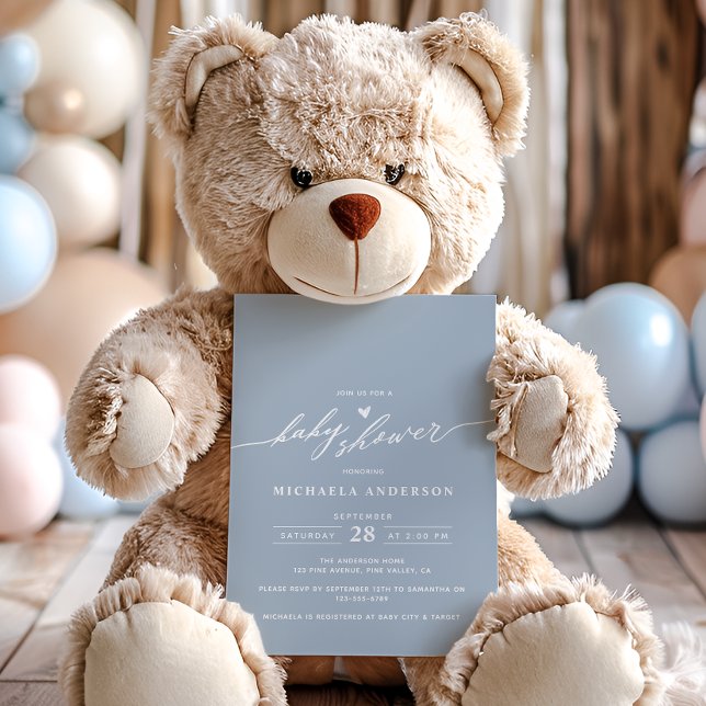 Modern Minimalist Elegant Script Baby Shower Invitation (Creator Uploaded)