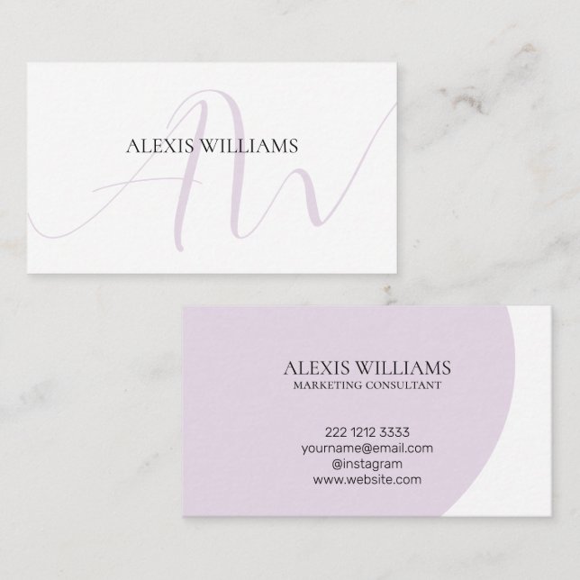 Modern Minimalist Elegant Script Professional Business Card (Front/Back)