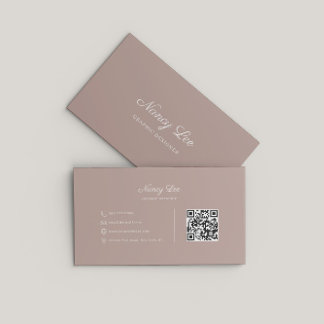 Modern Minimalist Elegant Script QR Code Business Card