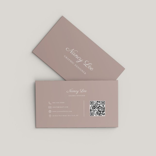 Modern Minimalist Elegant Script QR Code Business Card (Creator Uploaded)
