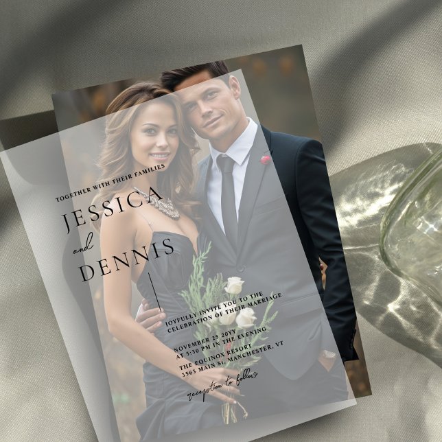 Modern Minimalist Elegant Script Vellum Invitations (Creator Uploaded)