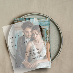 Modern Minimalist Elegant Script Wedding Vellum Invitations