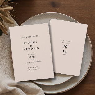Modern Minimalist Elegant Simple Champagne Wedding Invitation