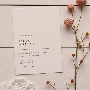 Modern Minimalist Elegant Simple Champagne Wedding Invitation