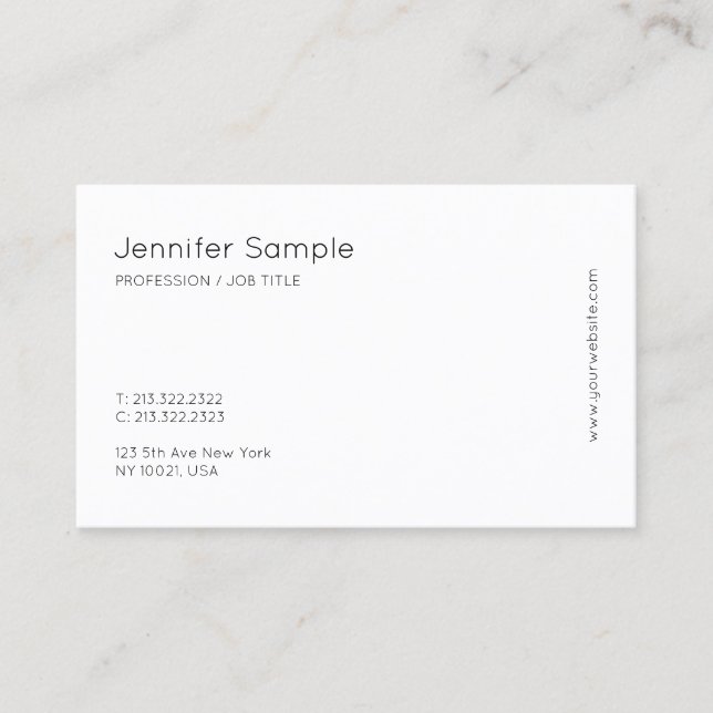 Modern Minimalist Elegant Simple Design Cool Plain Business Card (Front)