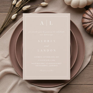 Modern Minimalist Elegant Simple Ivory Wedding Invitation
