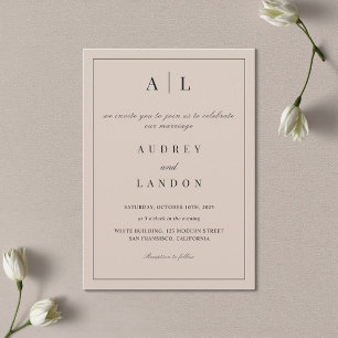 Modern Minimalist Elegant Simple Ivory Wedding Invitation