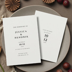 Modern Minimalist Elegant Simple Ivory Wedding Invitation