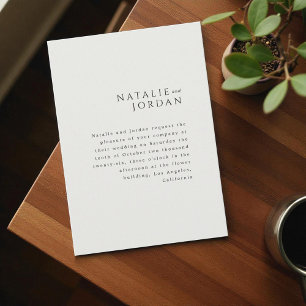 Modern Minimalist Elegant Simple Ivory Wedding Invitation