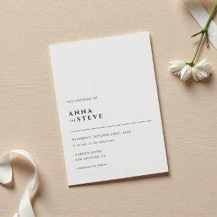 Modern Minimalist Elegant Simple  Ivory Wedding Invitation