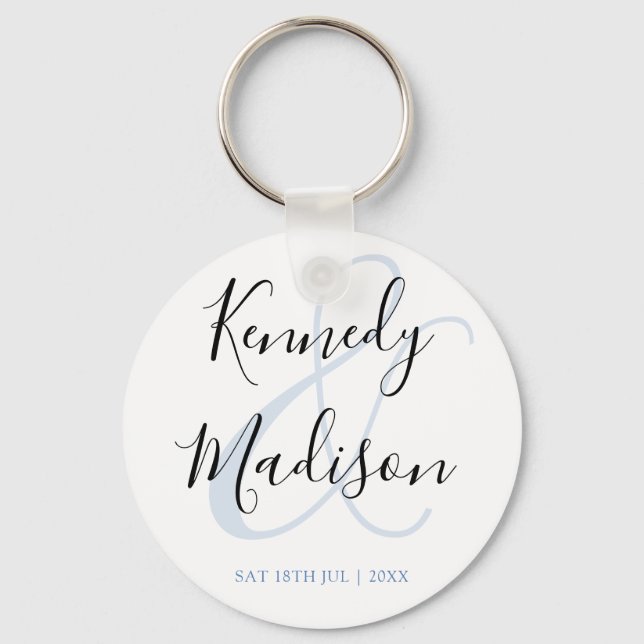 Modern Minimalist 🤵 Elegant Simple Wedding  Key Ring (Front)