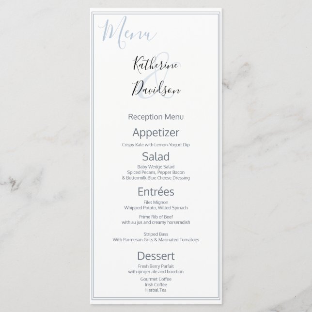 Modern Minimalist 🤵 Elegant Simple Wedding  Menu (Front)