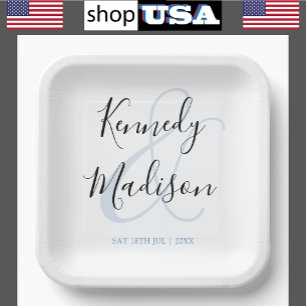 Modern Minimalist 🤵 Elegant Simple Wedding  Paper Plate