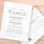 Modern Minimalist Elegant Simple Wedding Postcard<br><div class="desc">Composed of  cursive script and serif typography. All against a backdrop of pure white. These elements are modern,  simple,  and chic.

This is designed by White Paper Birch Co. exclusive for Zazzle.

Available here:
http://www.zazzle.com/store/whitepaperbirch</div>