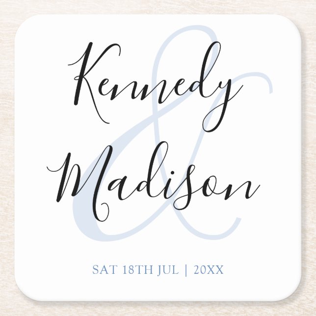 Modern Minimalist ✨💍 Elegant Simple Wedding  Square Paper Coaster (Front)