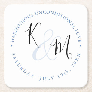 Modern Minimalist 🤵 Elegant Simple Wedding  Square Paper Coaster