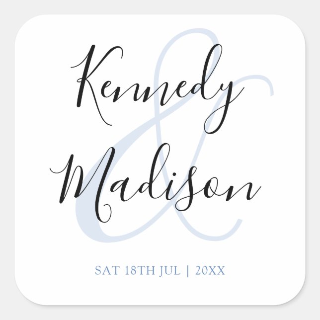 Modern Minimalist 🤵 Elegant Simple Wedding  Square Sticker (Front)