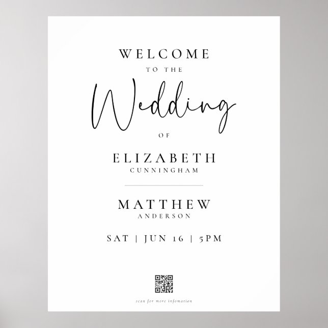 Modern Minimalist Elegant Simple Wedding Welcome Poster (Front)