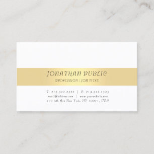 Modern Minimalist Elegant Template Gold White Business Card