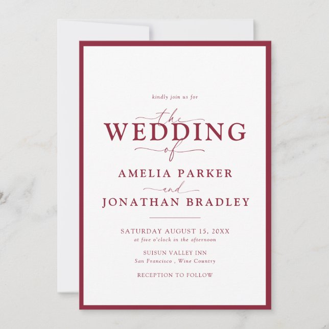 Modern Minimalist Elegant Typography Wedding Invitation (Front)