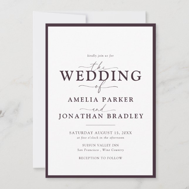 Modern Minimalist Elegant Typography Wedding Invitation (Front)