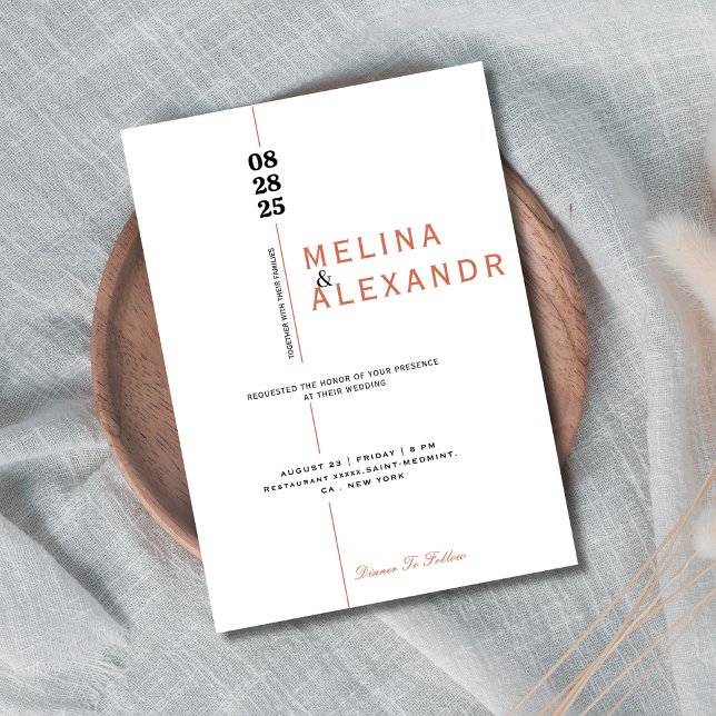Modern Minimalist Elegant Typography Wedding  Invitation (Creator Uploaded)