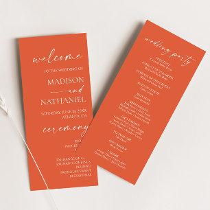 Modern Minimalist Elegant Verona Sunset Wedding Programme