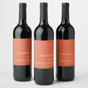 Modern Minimalist Elegant Verona Sunset Wedding Wine Label