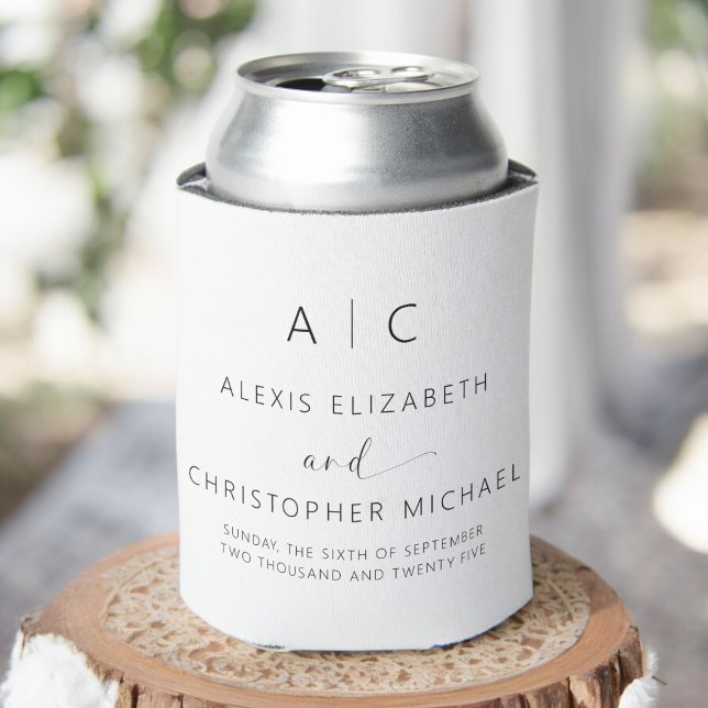 Modern Minimalist Elegant Wedding Can Cooler (Creator Uploaded)