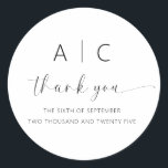 Modern Minimalist Elegant Wedding Classic Round Sticker<br><div class="desc">Enhance your wedding's elegance and express gratitude with our Modern Minimalist Elegant Wedding Thank You Stickers. These beautifully designed stickers seamlessly blend modern simplicity with timeless sophistication. Crafted with meticulous attention to detail, our thank you stickers feature clean lines, minimalist aesthetics, and elegant typography. They are the ideal choice for...</div>