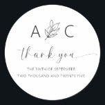 Modern Minimalist Elegant Wedding Classic Round Sticker<br><div class="desc">Enhance your wedding's elegance and express gratitude with our Modern Minimalist Elegant Wedding Thank You Stickers. These beautifully designed stickers seamlessly blend modern simplicity with timeless sophistication. Crafted with meticulous attention to detail, our thank you stickers feature clean lines, minimalist aesthetics, and elegant typography. They are the ideal choice for...</div>