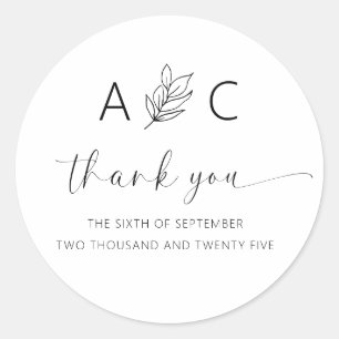 Modern Minimalist Elegant Wedding Classic Round Sticker
