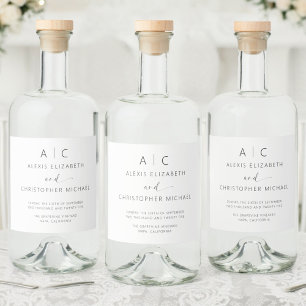 Modern Minimalist Elegant Wedding Liquor Bottle Label