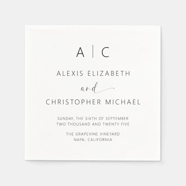 Modern Minimalist Elegant Wedding Napkin (Front)