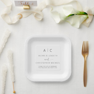 Modern Minimalist Elegant Wedding Paper Plate