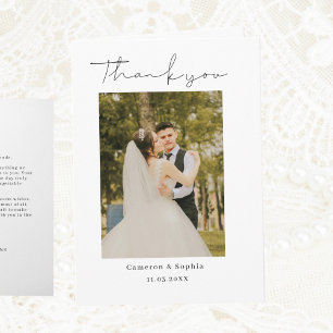 Modern Minimalist elegant Wedding photo Thank You Card