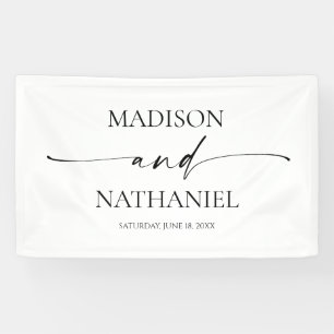Modern Minimalist Elegant White Black Wedding Banner