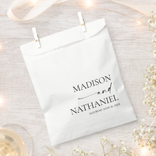 Modern Minimalist Elegant White Black Wedding Favour Bags