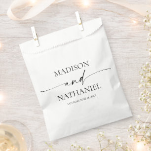 Modern Minimalist Elegant White Black Wedding Favour Bags